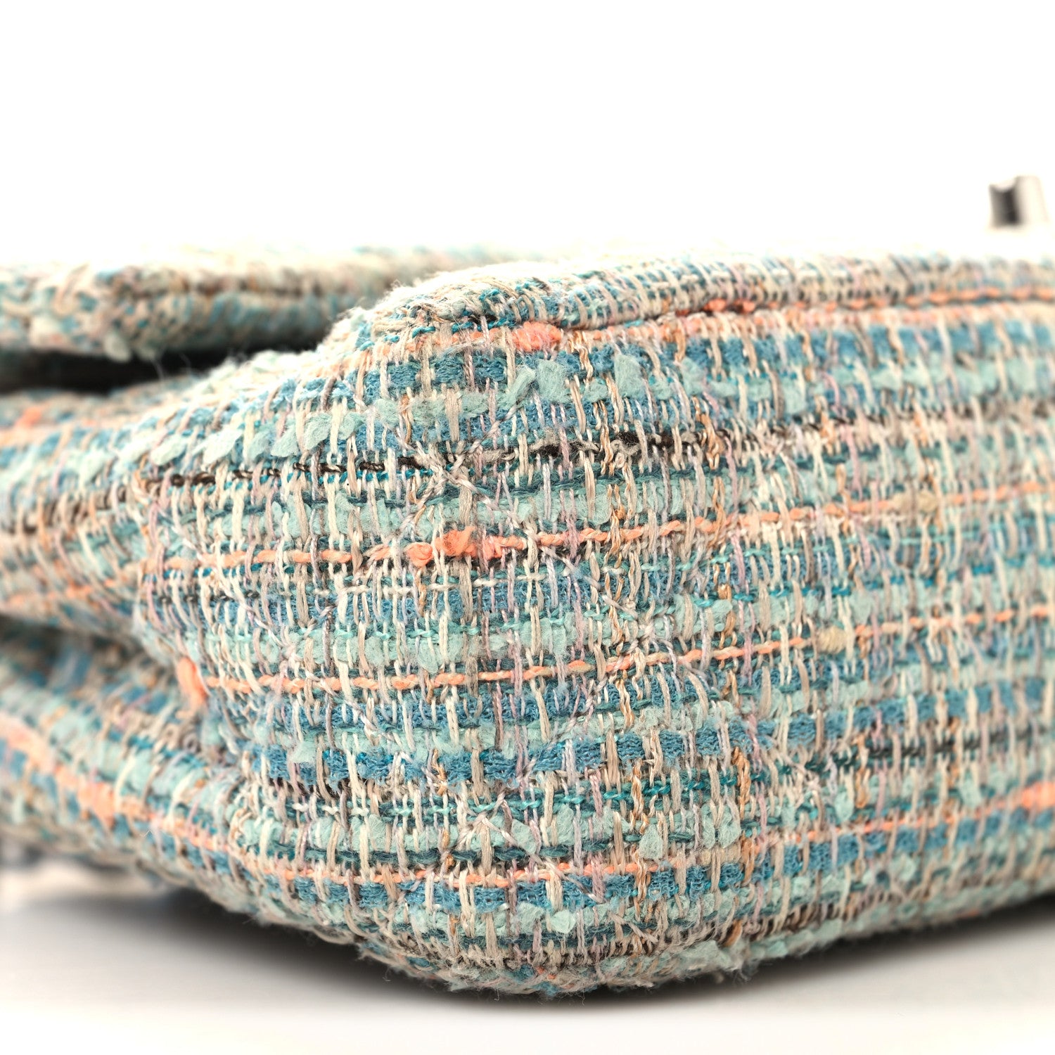 Chanel Tweed Quilted Medium Double Flap Blue Multicolor 9 of 10