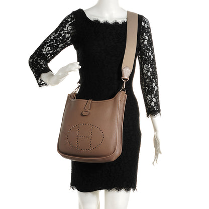 Hermes Taurillon Clemence Evelyne PM Etoupe 2 of 16