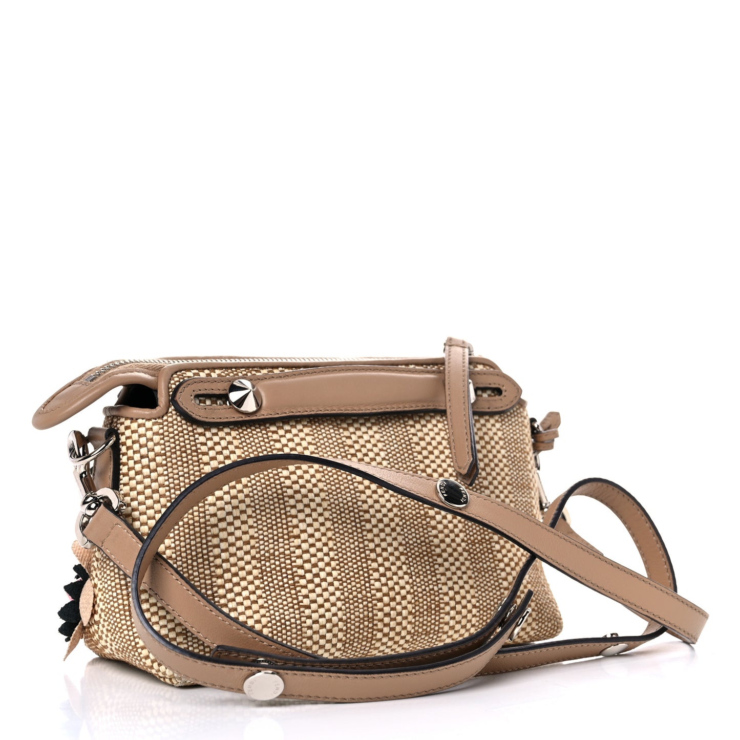 Paglia Vitello Dolce Flowerland Studded Striped Mini By The Way Boston Bag Natural Cuoio Multicolor