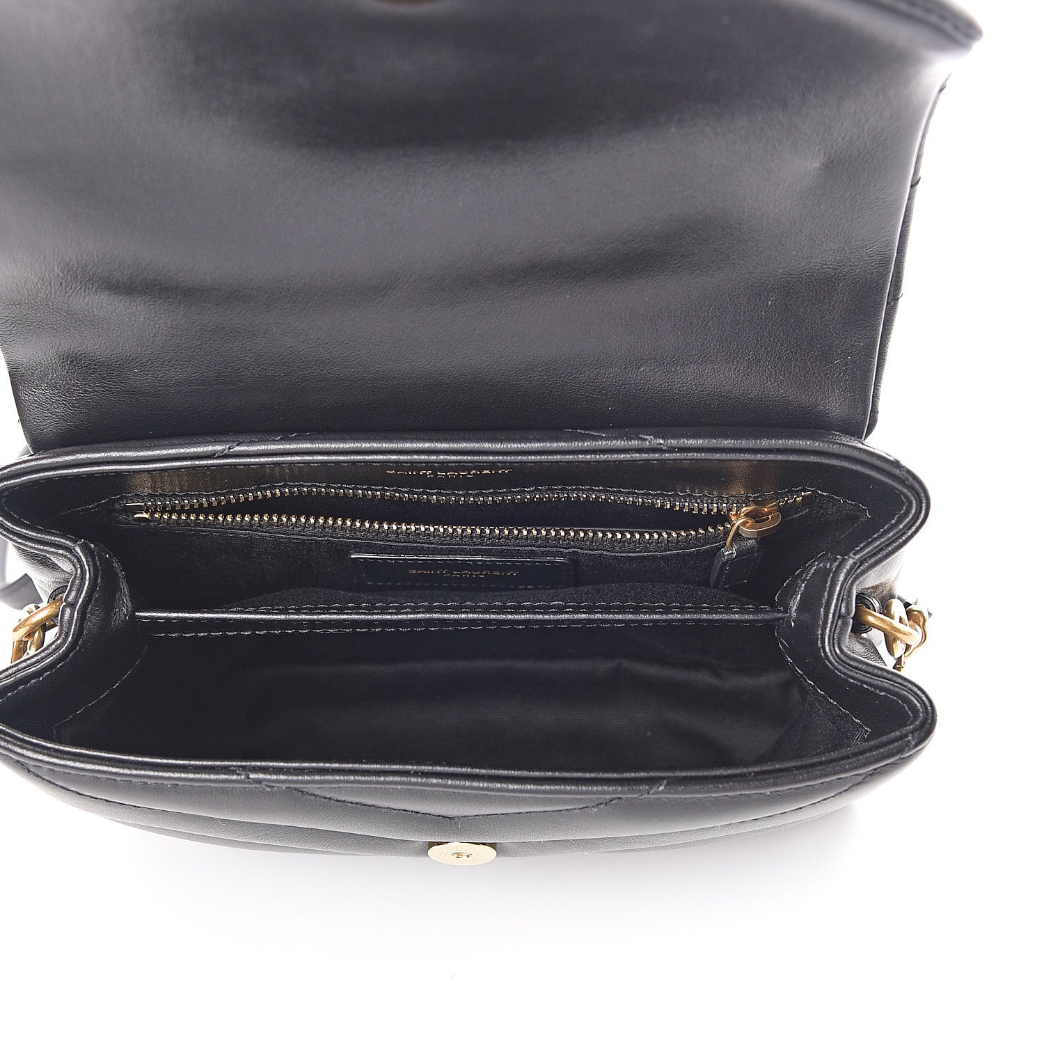 Saint Laurent Calfskin Y Quilted Monogram Toy Loulou Crossbody Bag Black 4 of 7