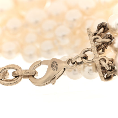 Chanel Graduated Pearl Crystal CC Multi Strand Bracelet Gold 4 of 5