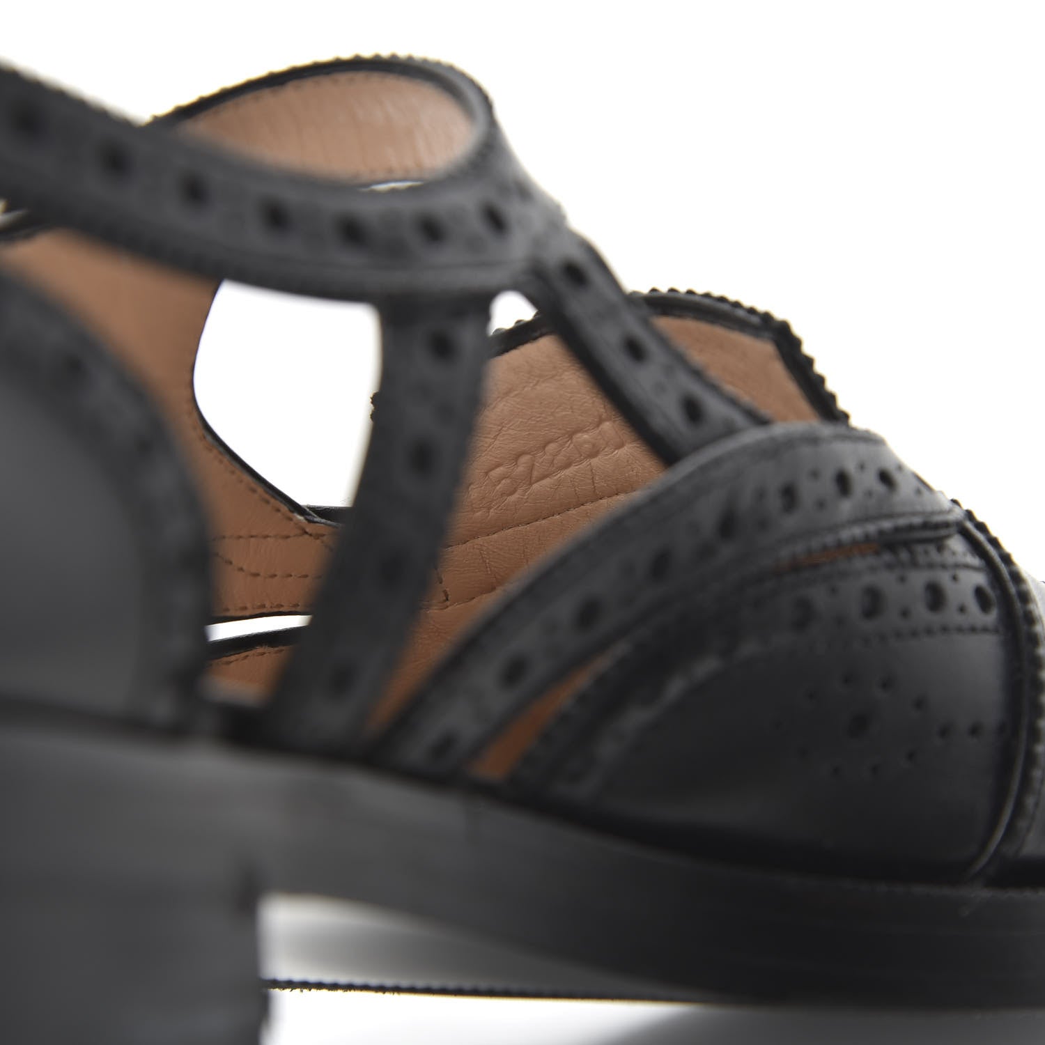 Gucci Calfskin Bee Embroidered Womens Queercore Brogue Wingtip Monk Strap Loafers 37.5 Black 8 of 9