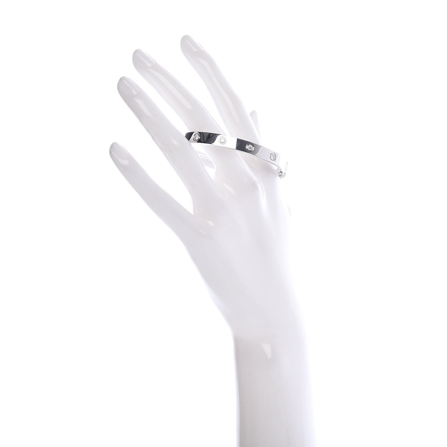 18K White Gold 10 Diamond LOVE Bracelet 17