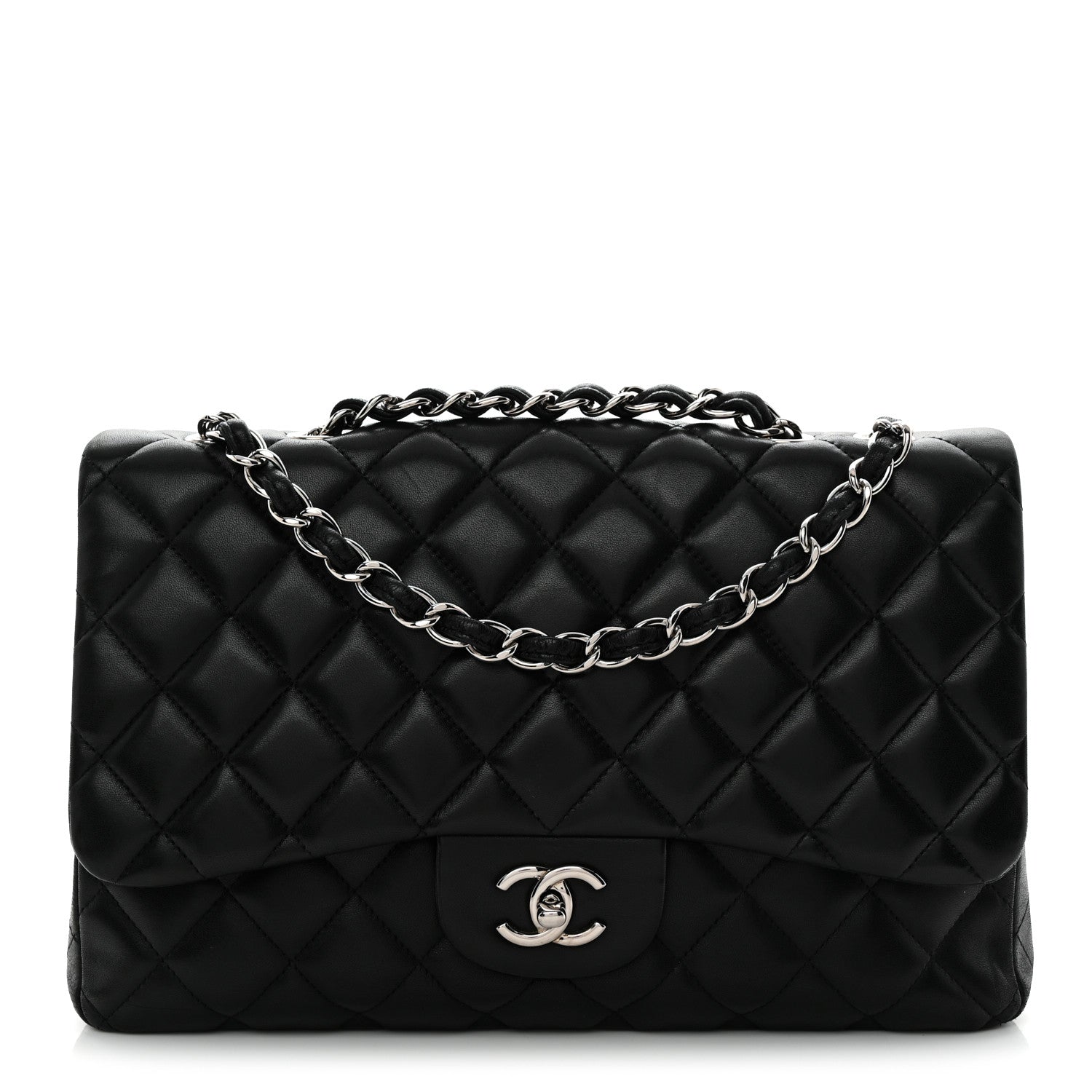 Chanel Lambskin Quilted Jumbo Single Flap Black 1 of 12