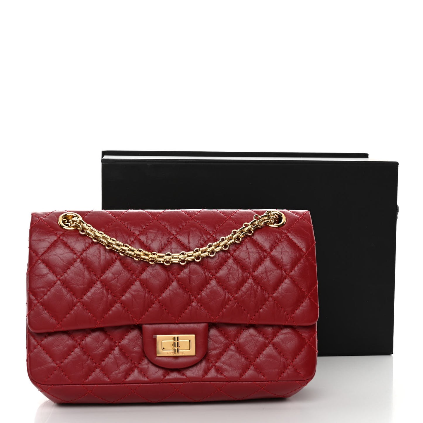 Aged Calfskin Quilted 2.55 Reissue 225 Flap Red