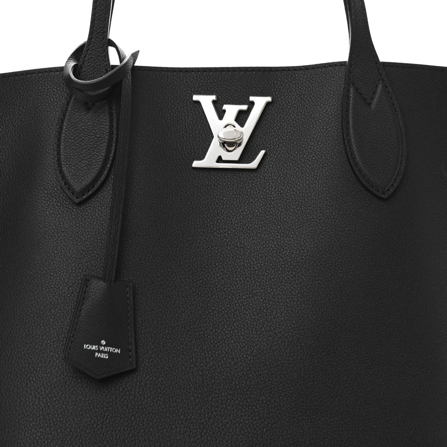 Calfskin Lockme Go Tote Black