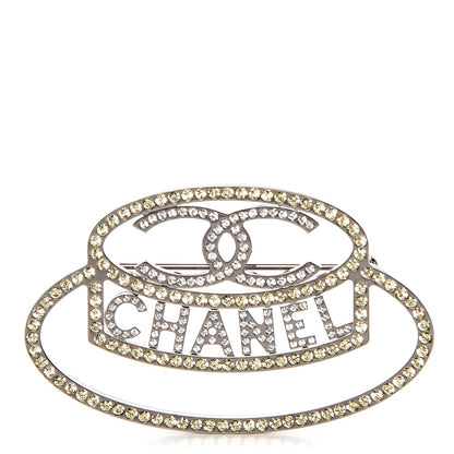 Chanel Ruthenium Strass Crystal Hat Brooch Pale Yellow 1 of 5