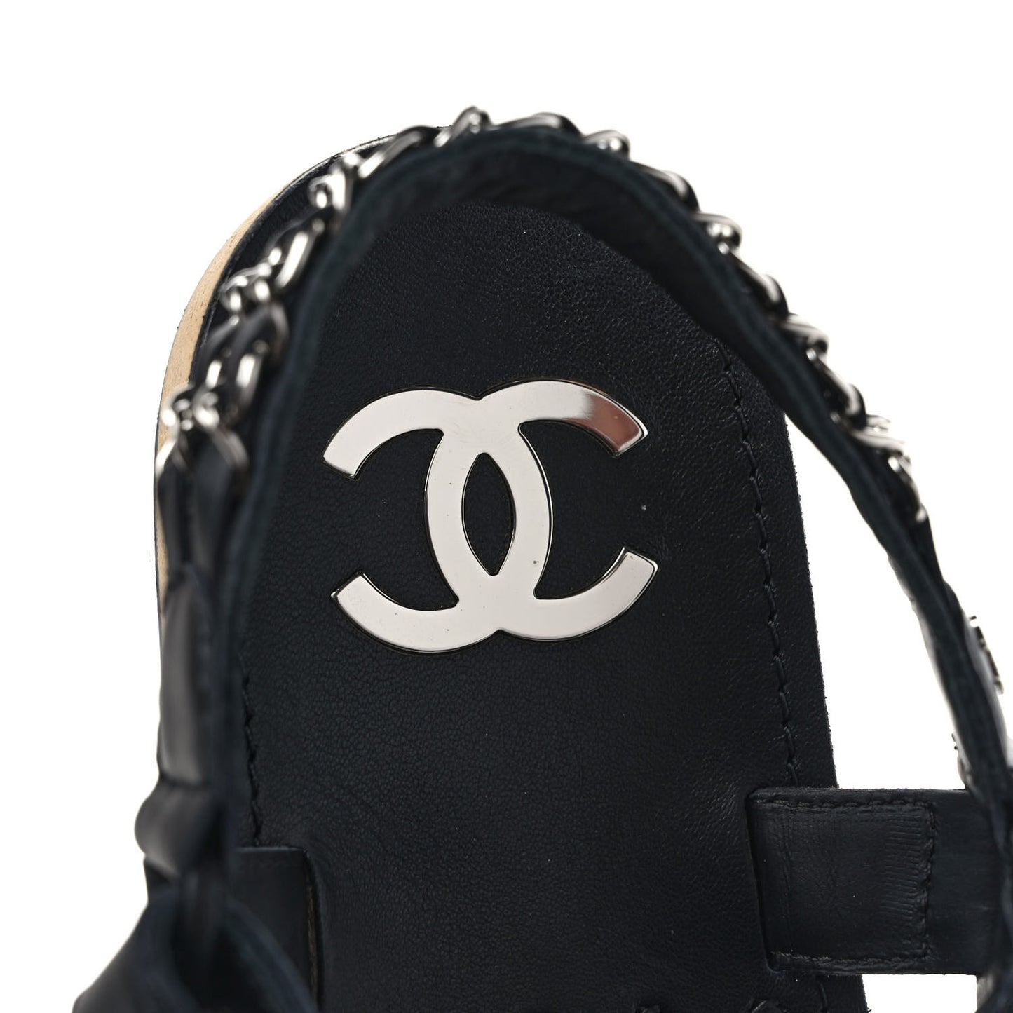 Lambskin Chain Sandals 40 Black