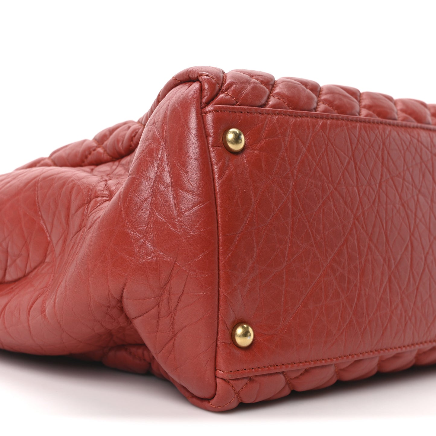 Lambskin Quilted Medium New Bubble North South Tote Red