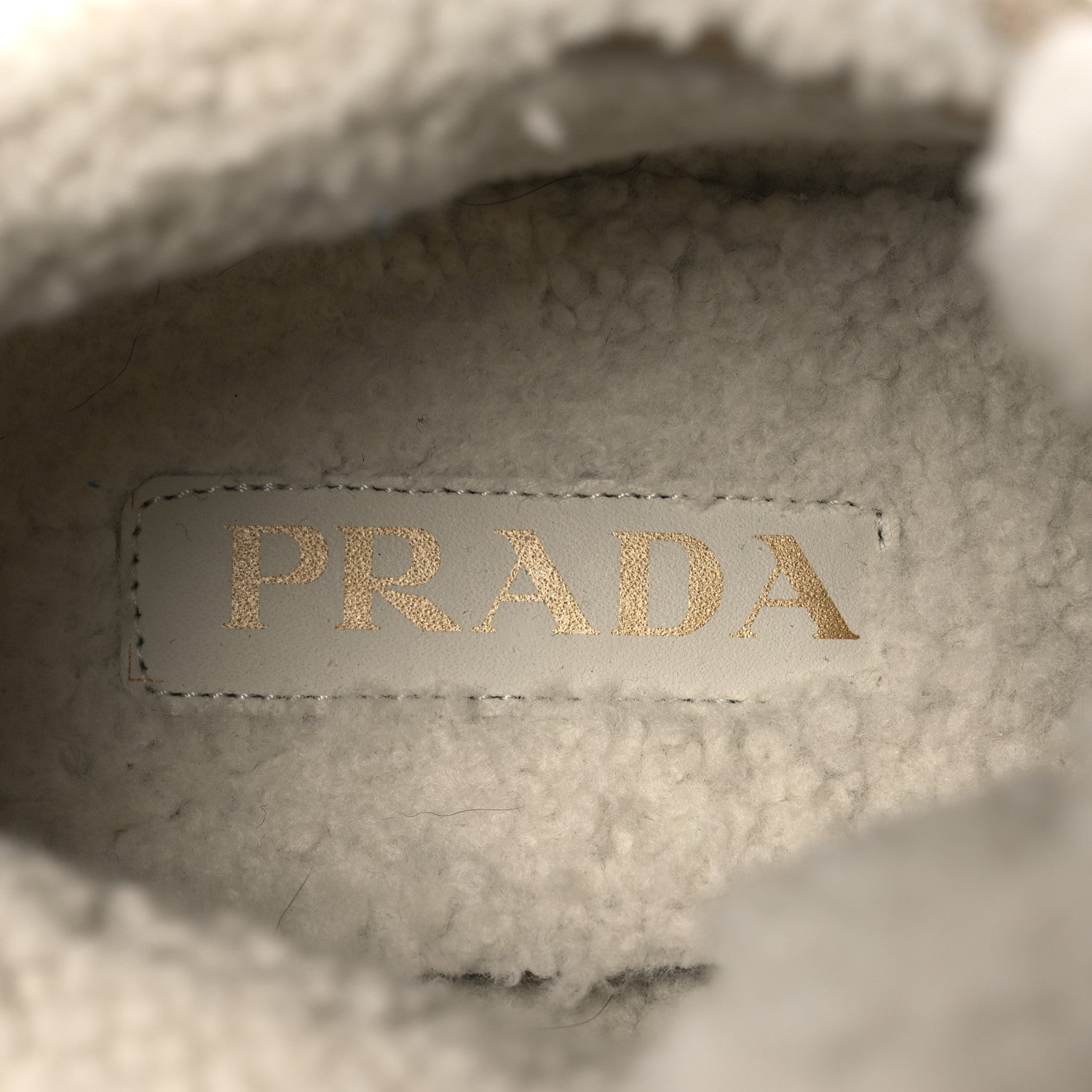 Prada Suede Shearling Mid Top Sneakers 41 Ecru 9 of 10