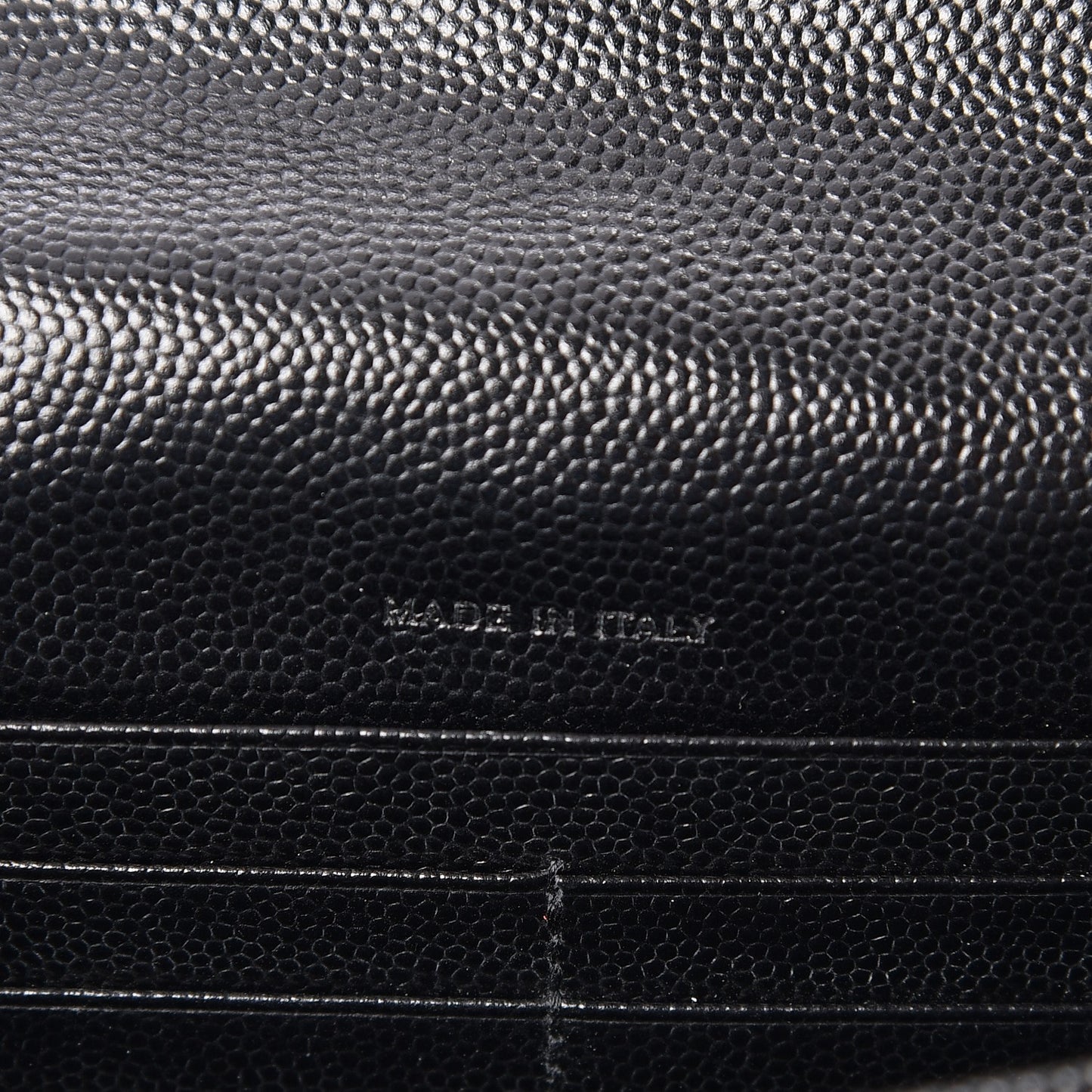 Grain De Poudre Matelasse Chevron Monogram Envelope Chain Wallet Black