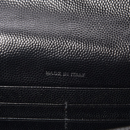 Saint Laurent Grain De Poudre Matelasse Chevron Monogram Envelope Chain Wallet Black 7 of 8