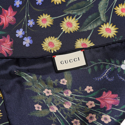 Gucci Silk Twill Nuovoflora Square Handkerchief Midnight Blue Blue 3 of 4