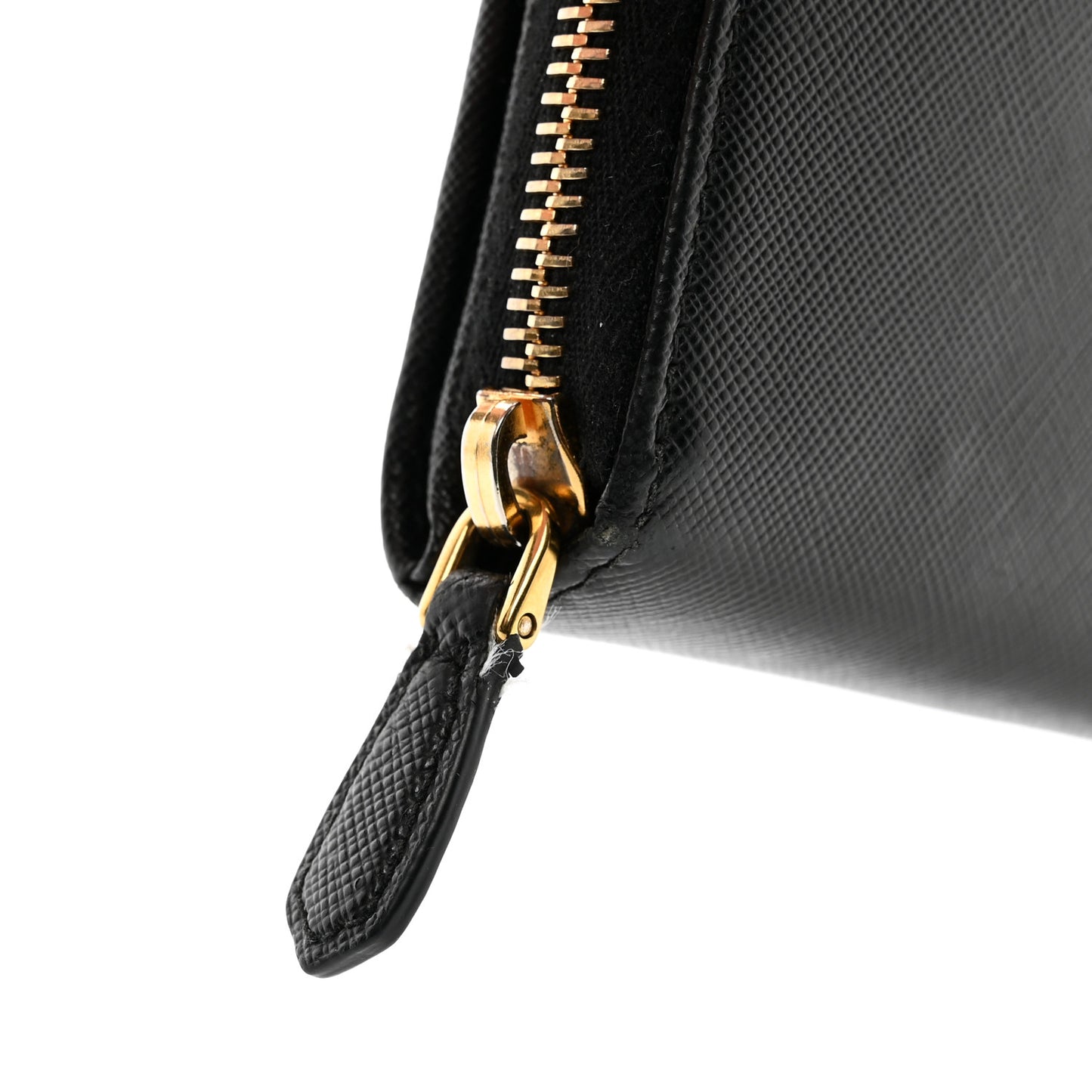 Saffiano Metal Zip Around Organizer Wallet Black