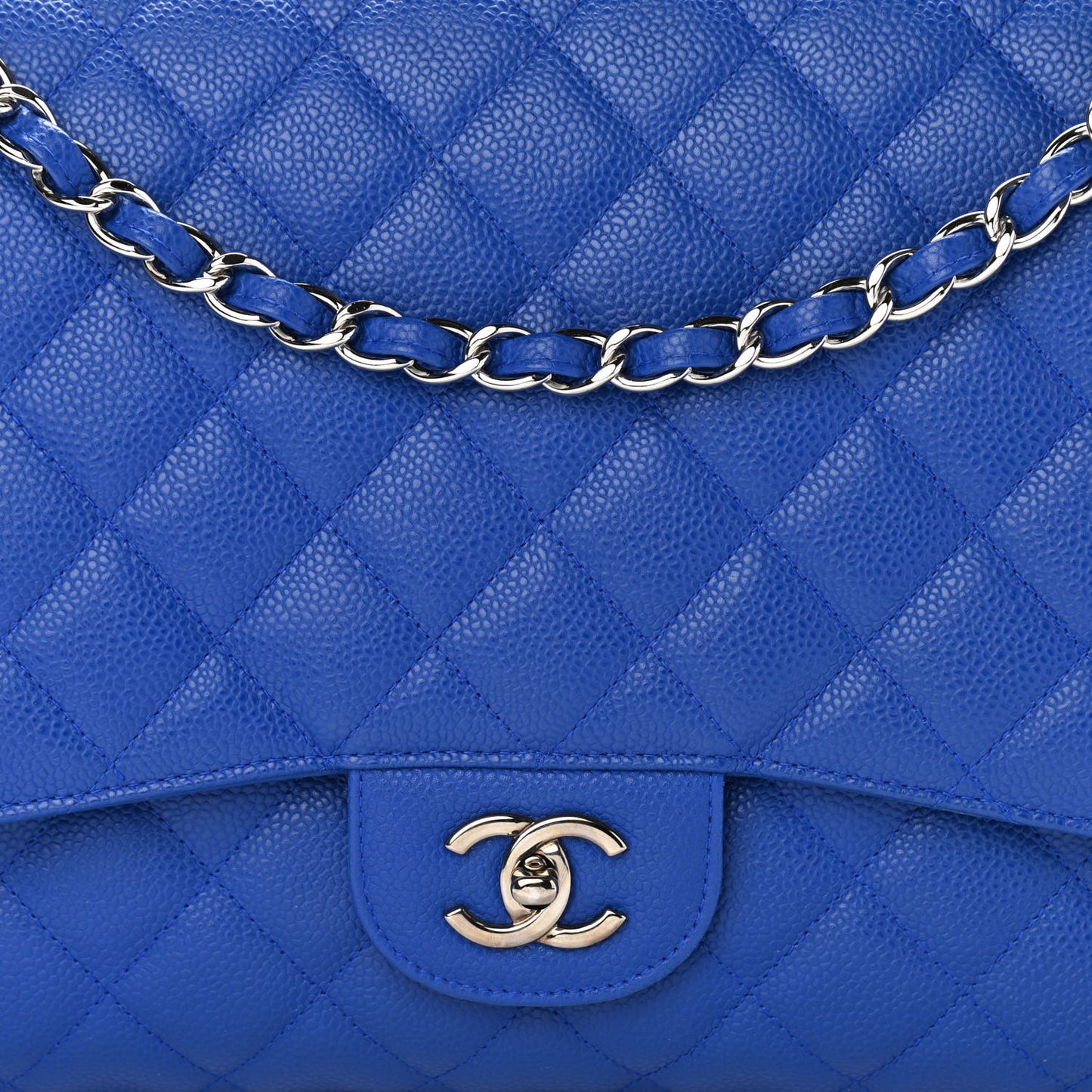 Caviar Quilted Maxi Single Flap Blue