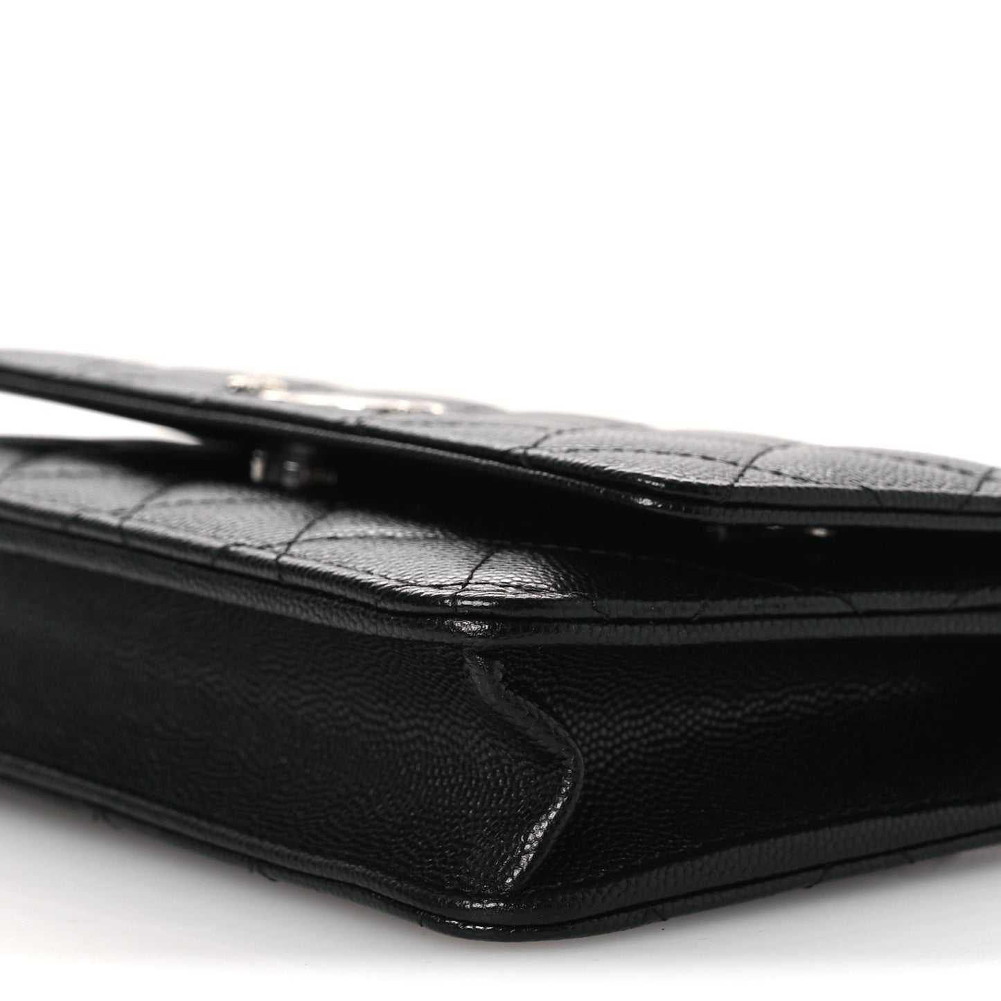 Caviar Quilted Crystal Star Wallet On Chain Black