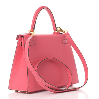 Hermes Chevre Mysore Horseshoe Kelly Sellier 25 Rose Lipstick Gris Perle 3 of 10