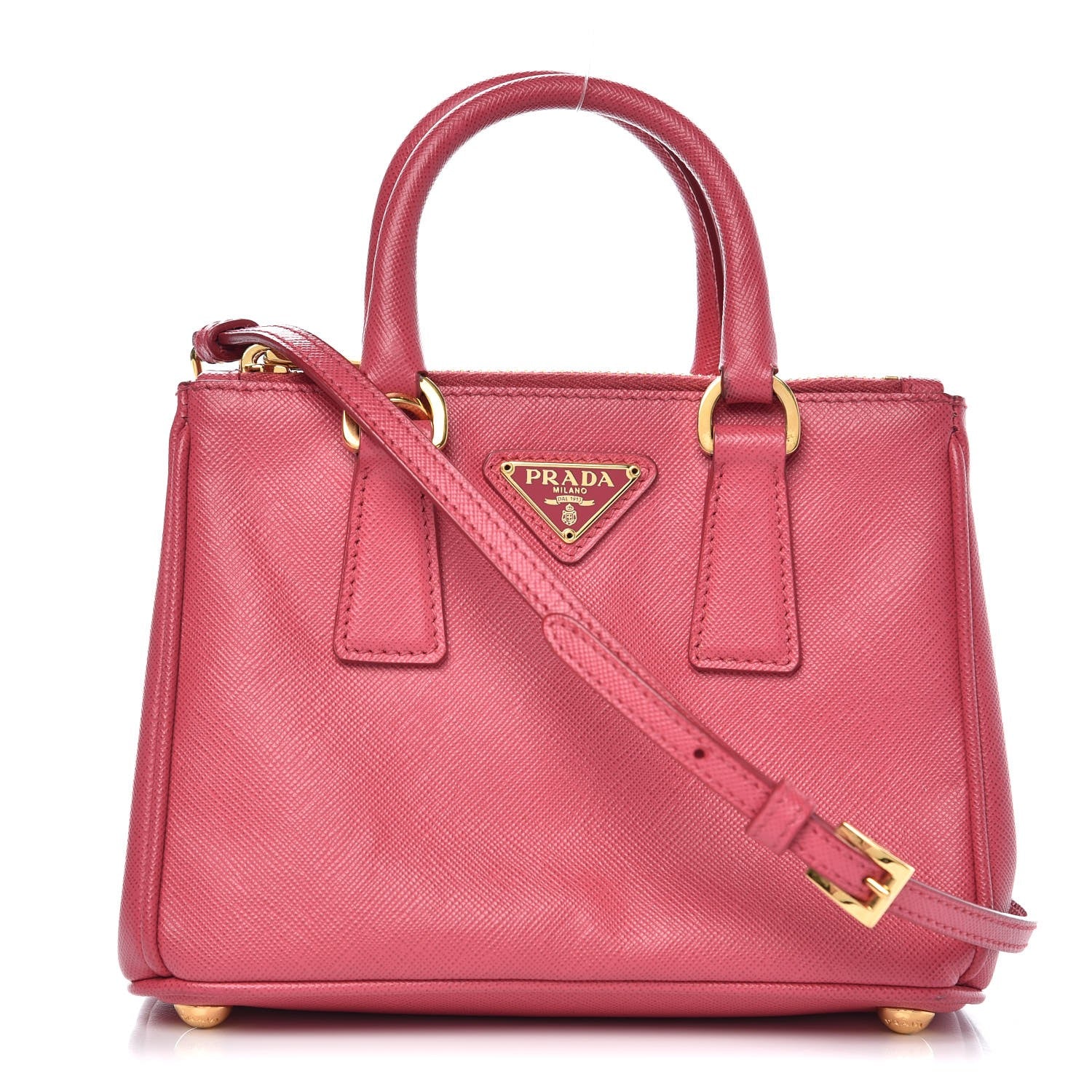 Prada Saffiano Mini Galleria Double Zip Tote Peonia 1 of 8