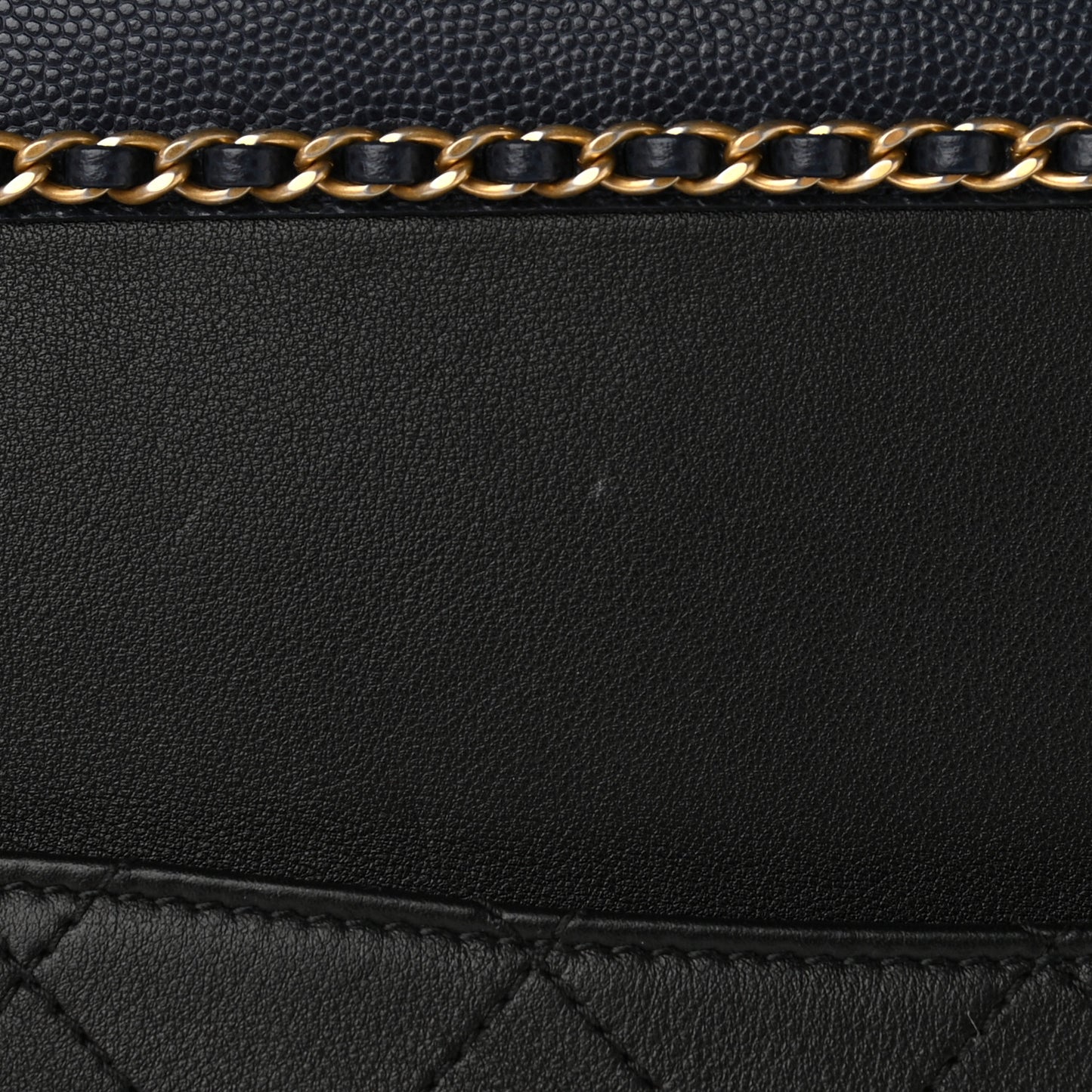 Lambskin Caviar Lovely Chains Shopping Tote Black Navy