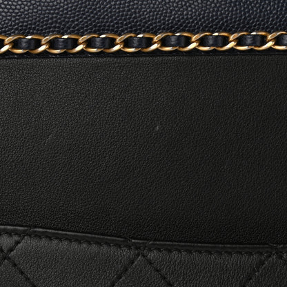 Chanel Lambskin Caviar Lovely Chains Shopping Tote Black Navy 11 of 13