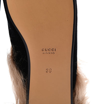 Gucci Velvet Fur Womens Princetown Slippers 39 Black 6 of 8