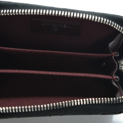Chanel Lambskin Quilted Zip Around Coin Purse Wallet Black 5 of 7