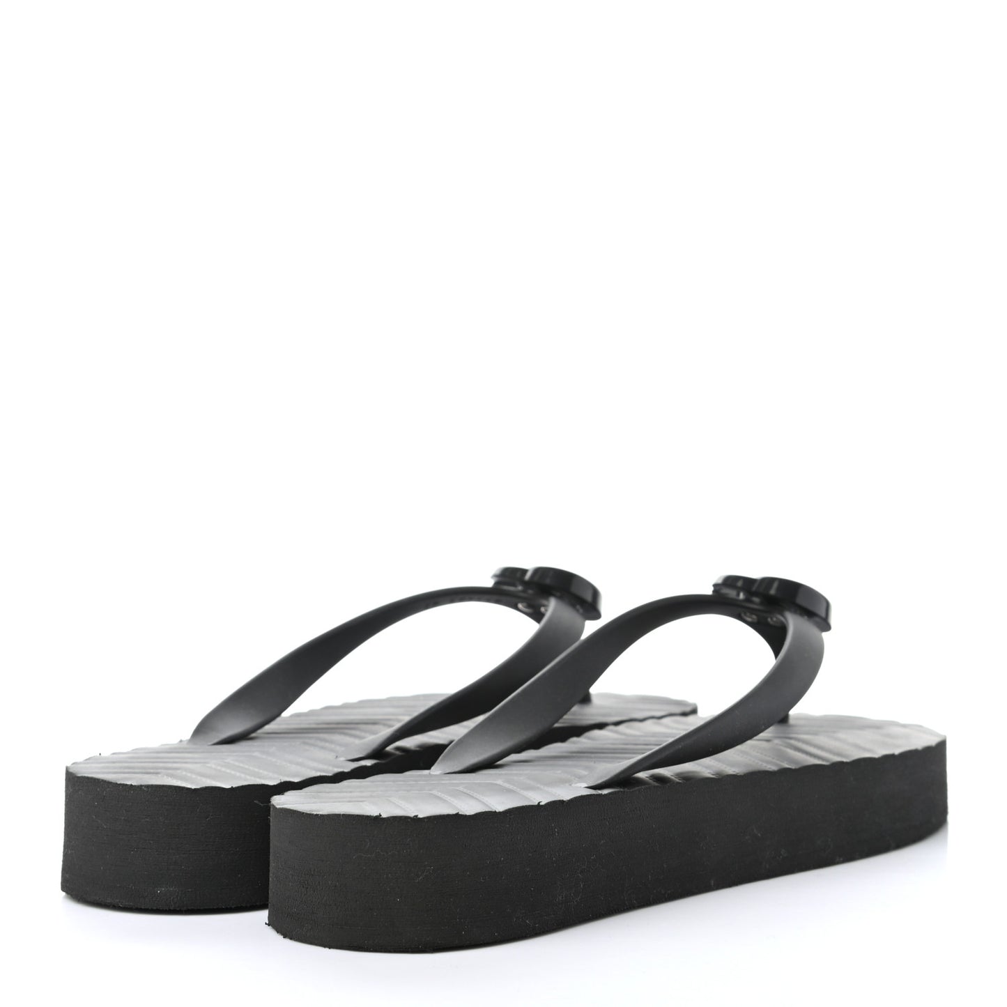 Rubber Chevron Womens GG Thong Sandals 41 Black