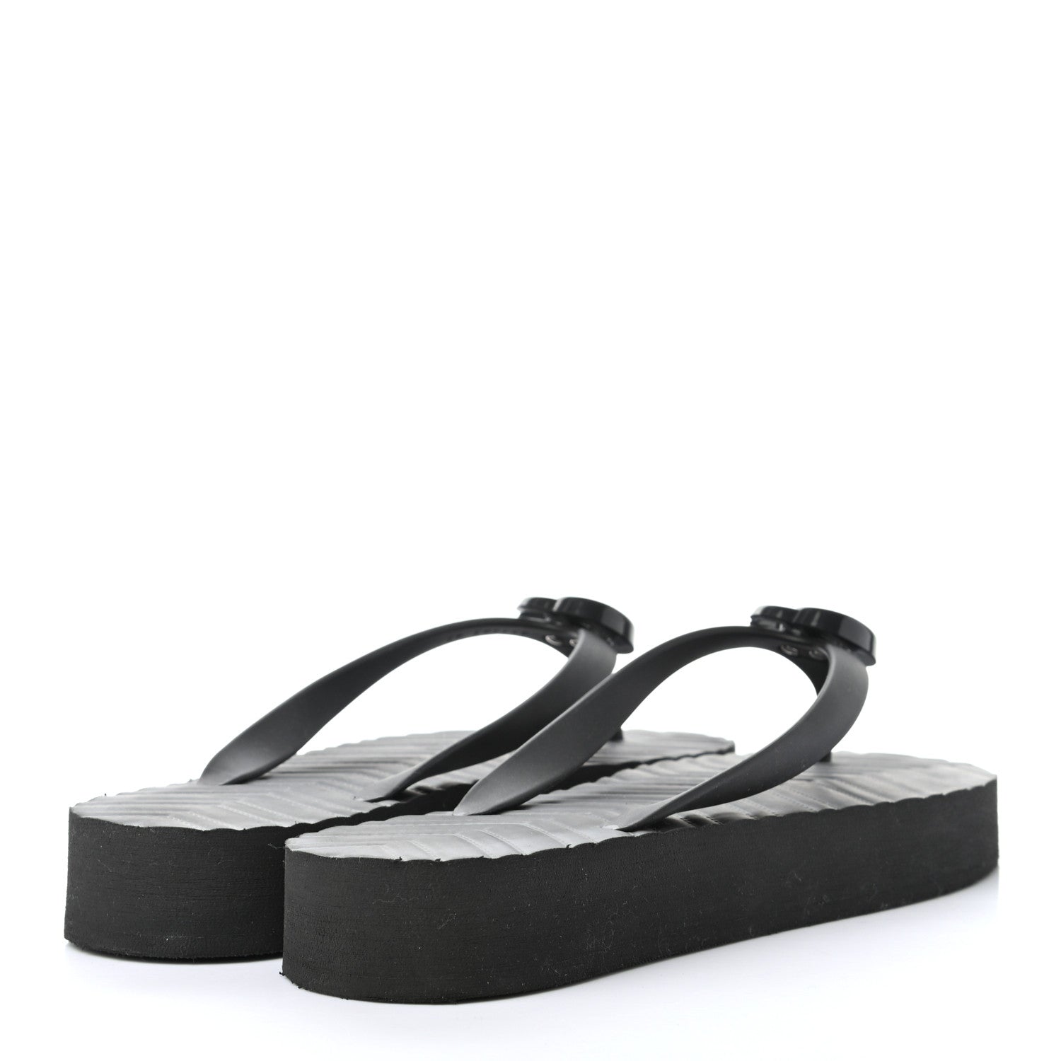 Gucci Rubber Chevron Womens GG Thong Sandals 41 Black 4 of 7