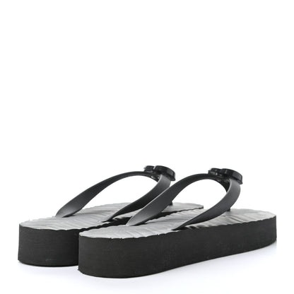 Gucci Rubber Chevron Womens GG Thong Sandals 41 Black 4 of 7