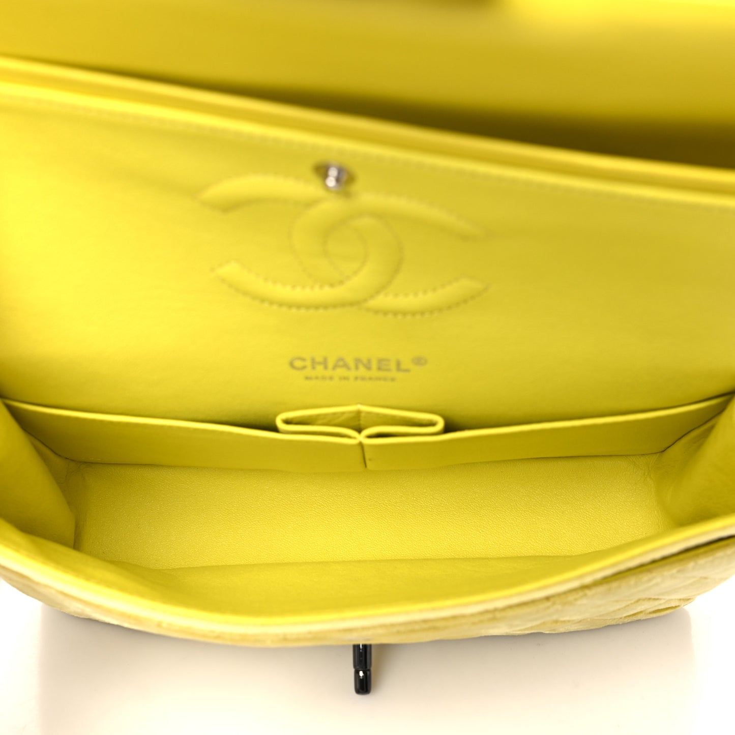 Velvet Quilted Medium Double Flap Yellow