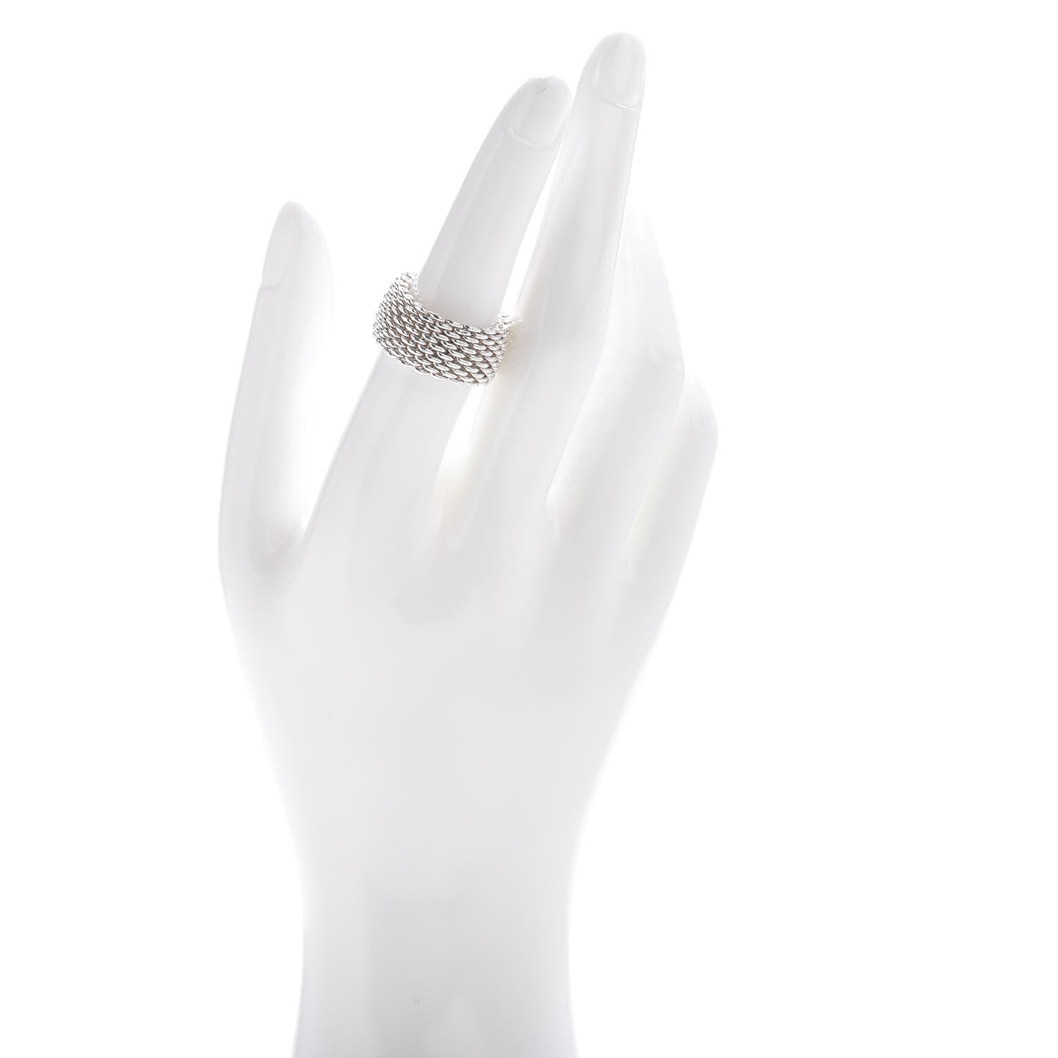 Tiffany Sterling Silver Somerset Mesh Ring 53 6.25 2 of 4