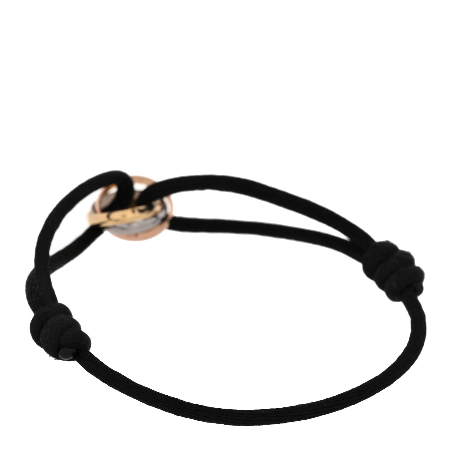 Cartier 18K Pink Yellow White Gold Trinity Adjustable Cord Bracelet Black 2 of 5