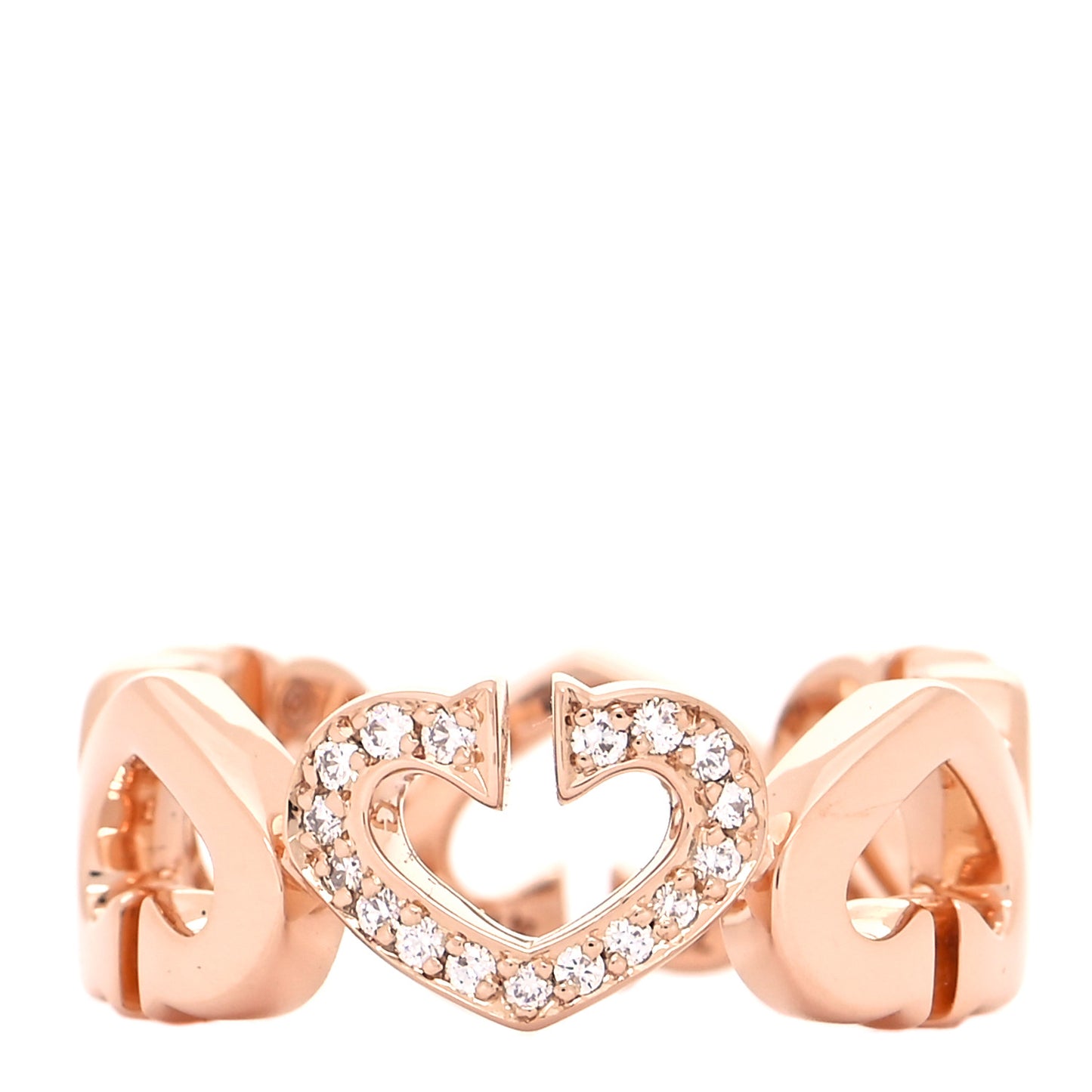 18K Pink Gold Diamond Hearts and Symbols Ring 47 4