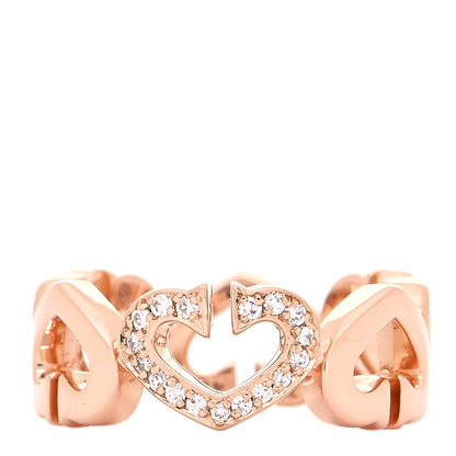 Cartier 18K Pink Gold Diamond Hearts and Symbols Ring 47 4 1 of 5