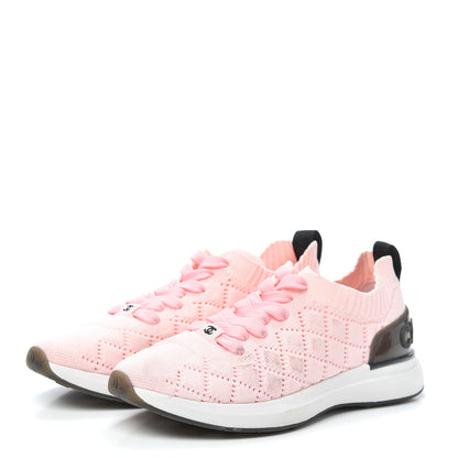 Chanel Mixed Fibers Quilted Womens CC Sneakers 38 Pink 3 of 6
