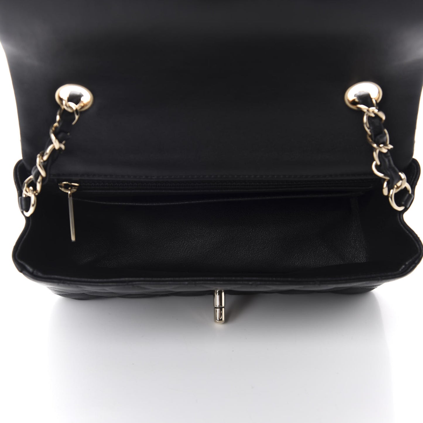 Lambskin Quilted Mini Rectangular Flap Black