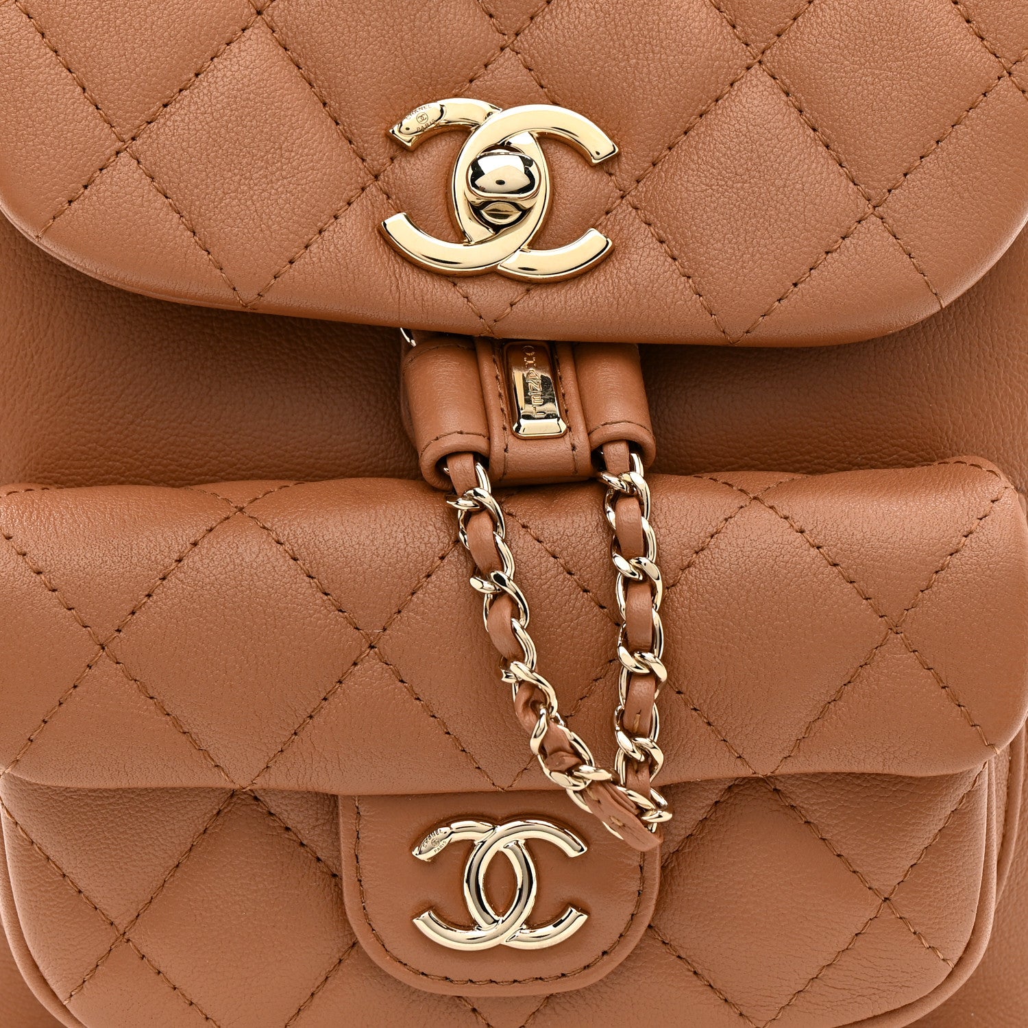 Chanel Lambskin Quilted Small Duma Drawstring Backpack Brown 8 of 10
