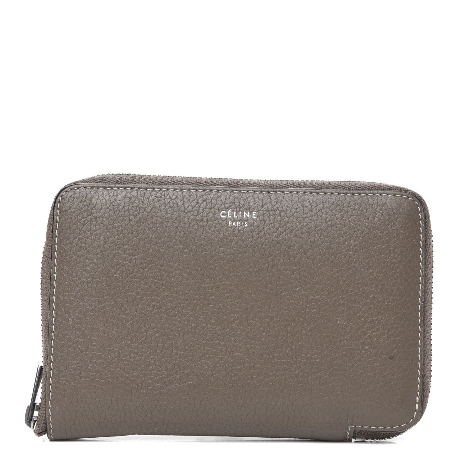 Celine Drummed Calfskin Zip Around Multifunction Wallet Souris 1 of 11