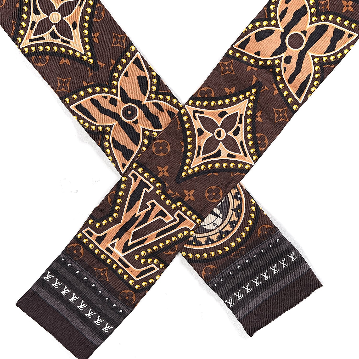 Louis Vuitton Silk Monogram LV World Bandeau Brown 3 of 5