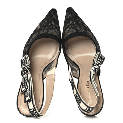 Christian Dior Mesh Butterly Embroidered J'Adior Slingback 100mm Pumps 39 Black 2 of 9