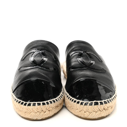 Chanel Iridescent Goatskin Patent CC Espadrille Mules 39 Black 2 of 7