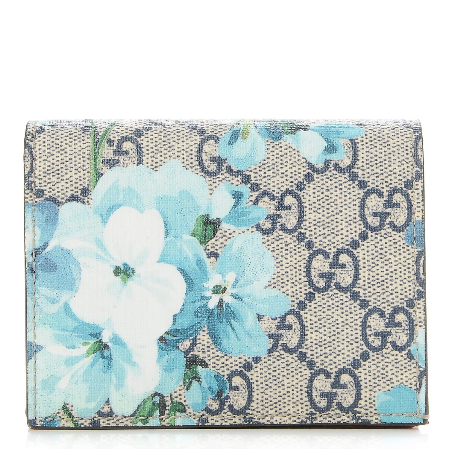 Gucci GG Supreme Monogram Blooms Card Case Beige Blue Navy Hibiscus Red 1 of 9
