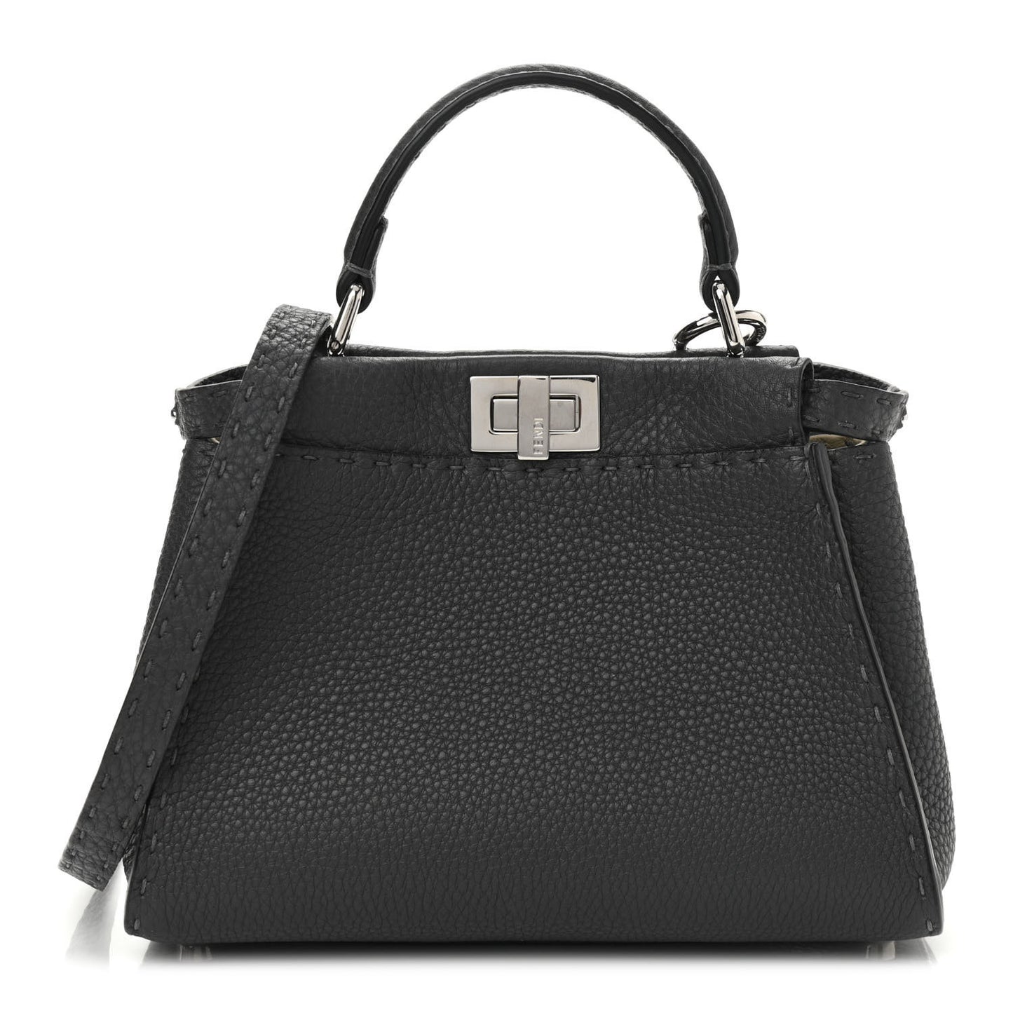 Cuoio Romano Selleria Bi-Color Mini Peekaboo Iconic Satchel Asfalto Latte