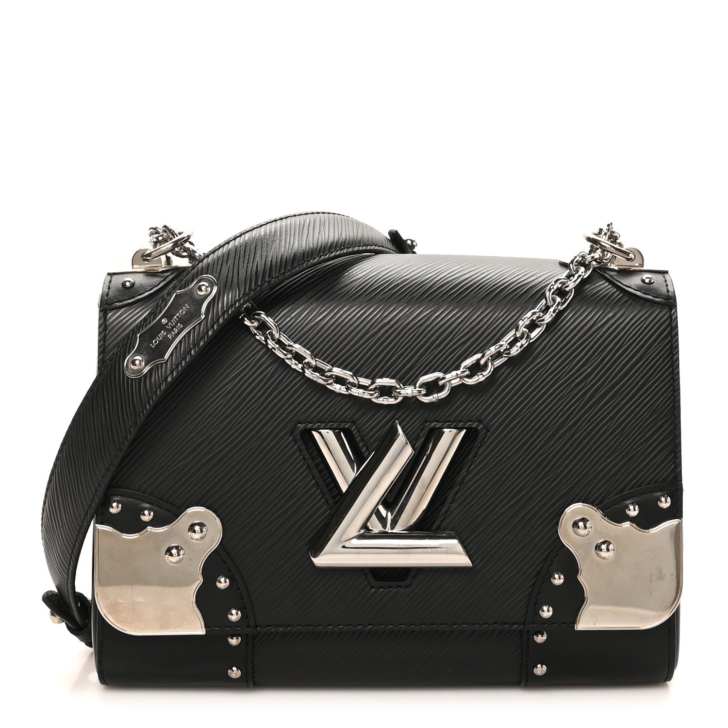 Louis Vuitton Epi Studded Mirror Twist Shoulder Bag MM Black 1 of 9