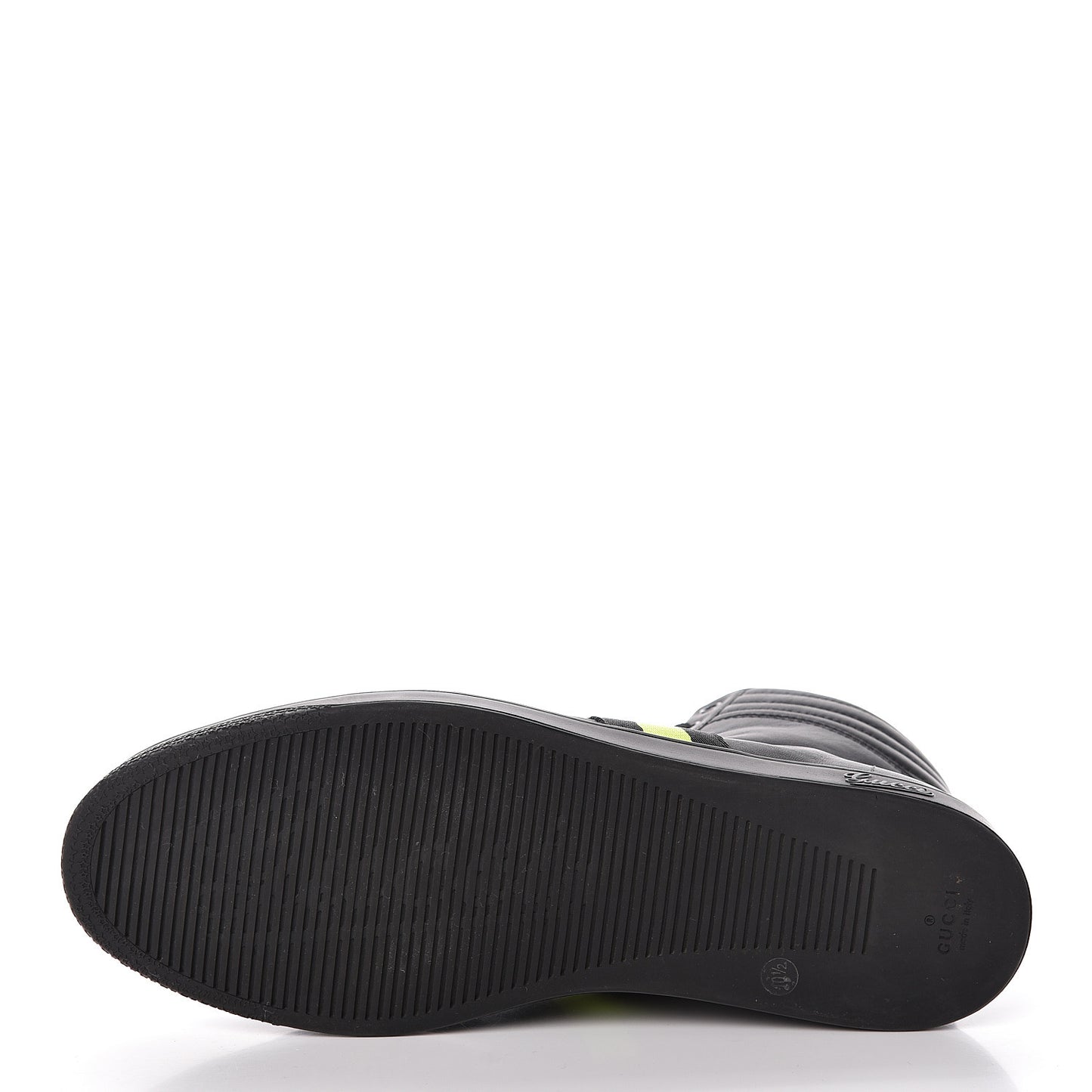Calfskin GG Viaggio High-Top Sneakers 10.5 Black Green Fluo