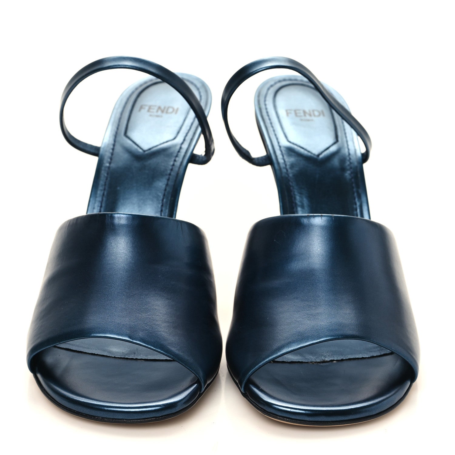 Fendi Metallic Calfskin Fendi First 95mm Slide Sandals 38.5 Perfect 2 of 8