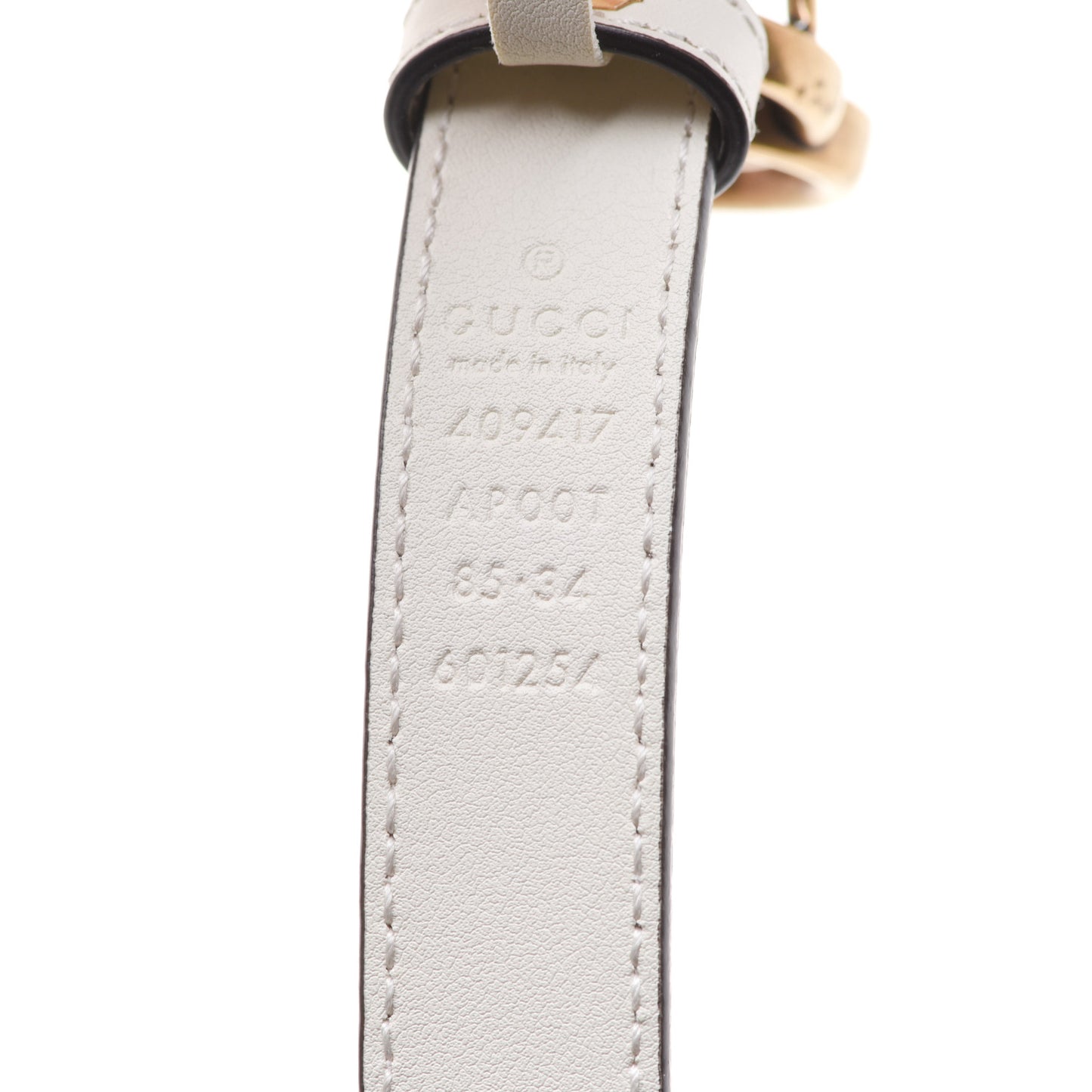 Calfskin Double G 20mm Belt 85 34 Mystic White