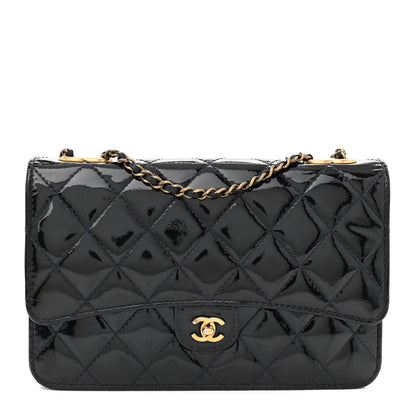 Chanel Patent Goatskin Quilted CC Eyelet Wallet On Chain WOC Blue 1 of 11