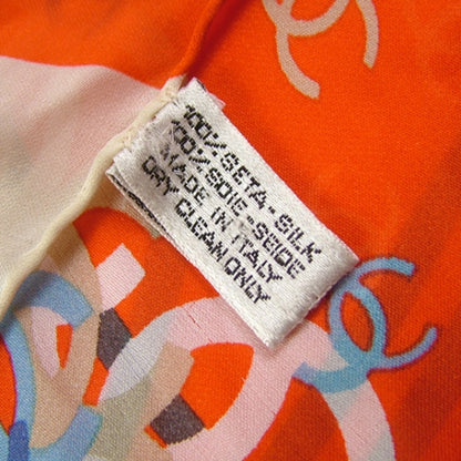 Chanel Silk Scarf CC Logo Orange 6 of 6