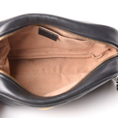 Gucci Calfskin Matelasse Small GG Marmont Chain Shoulder Bag Black 5 of 12